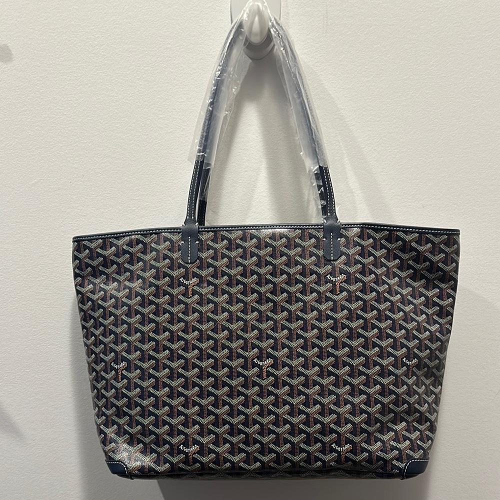 Sac Artois MM Marine Goyard Tote Bag with Zipper